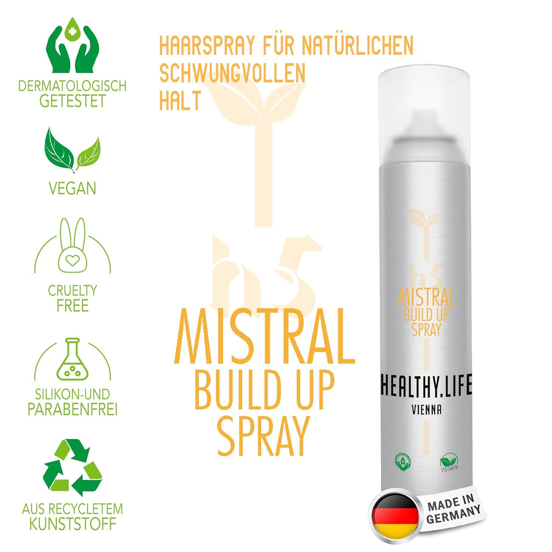 HEALTHY.LIFE VIENNA MISTRAL Build up Spray 300ml - Hairspray for Extra Strong Hold