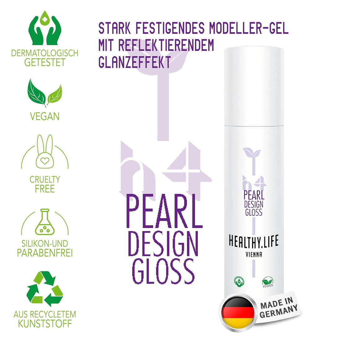 HEALTHY.LIFE VIENNA PEARL Design Gloss Haargel 100ml - Modellier-Gel mit reflektierendem Perlmutt-Effekt