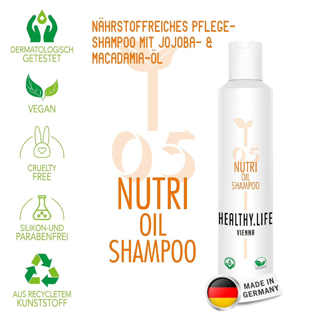 HEALTHY.LIFE VIENNA Nutri Oil Shampoo 200ml mit Jojoba & Macadamia