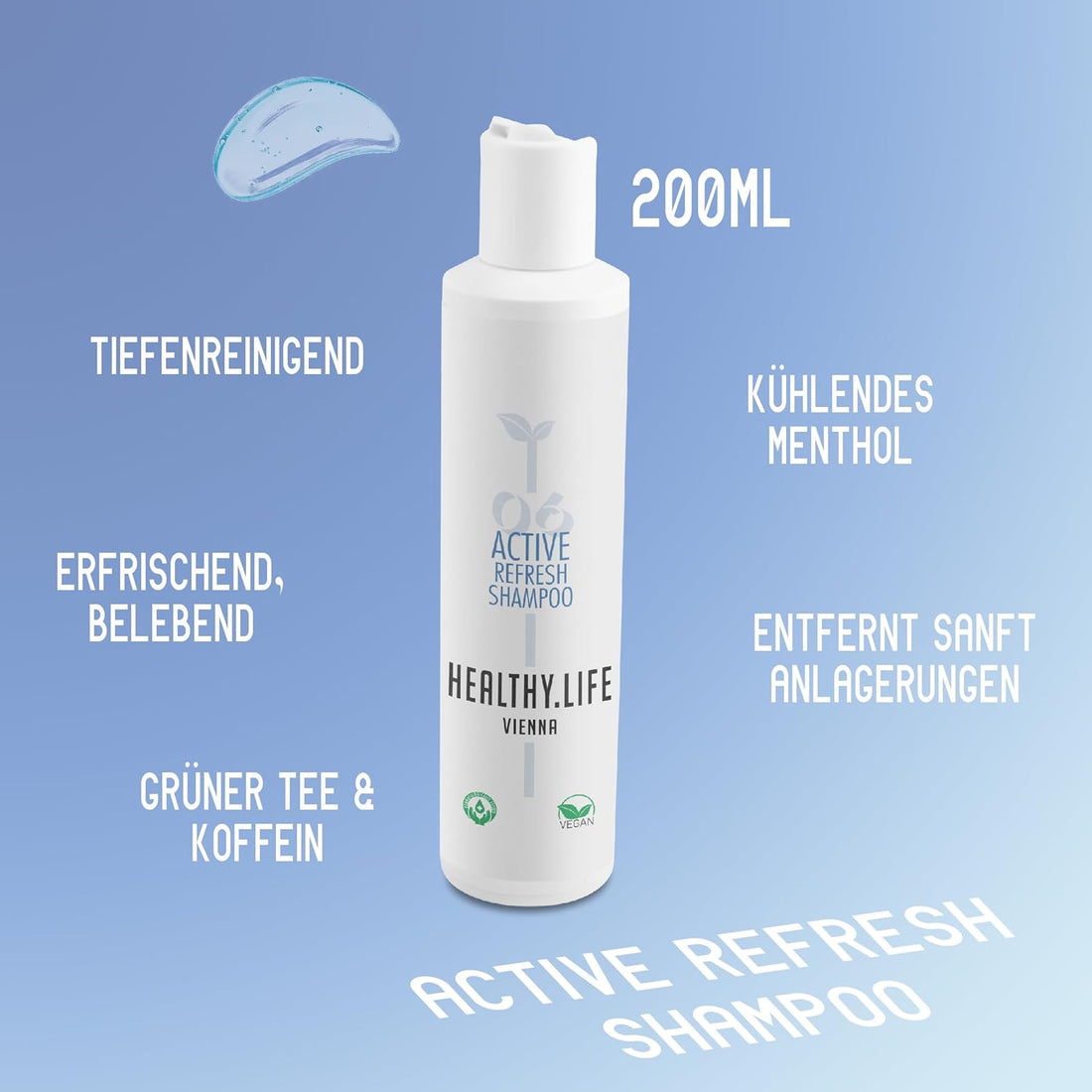 HEALTHY.LIFE VIENNA Active Refresh Shampoo 200ml mit Koffein & Grünem Tee