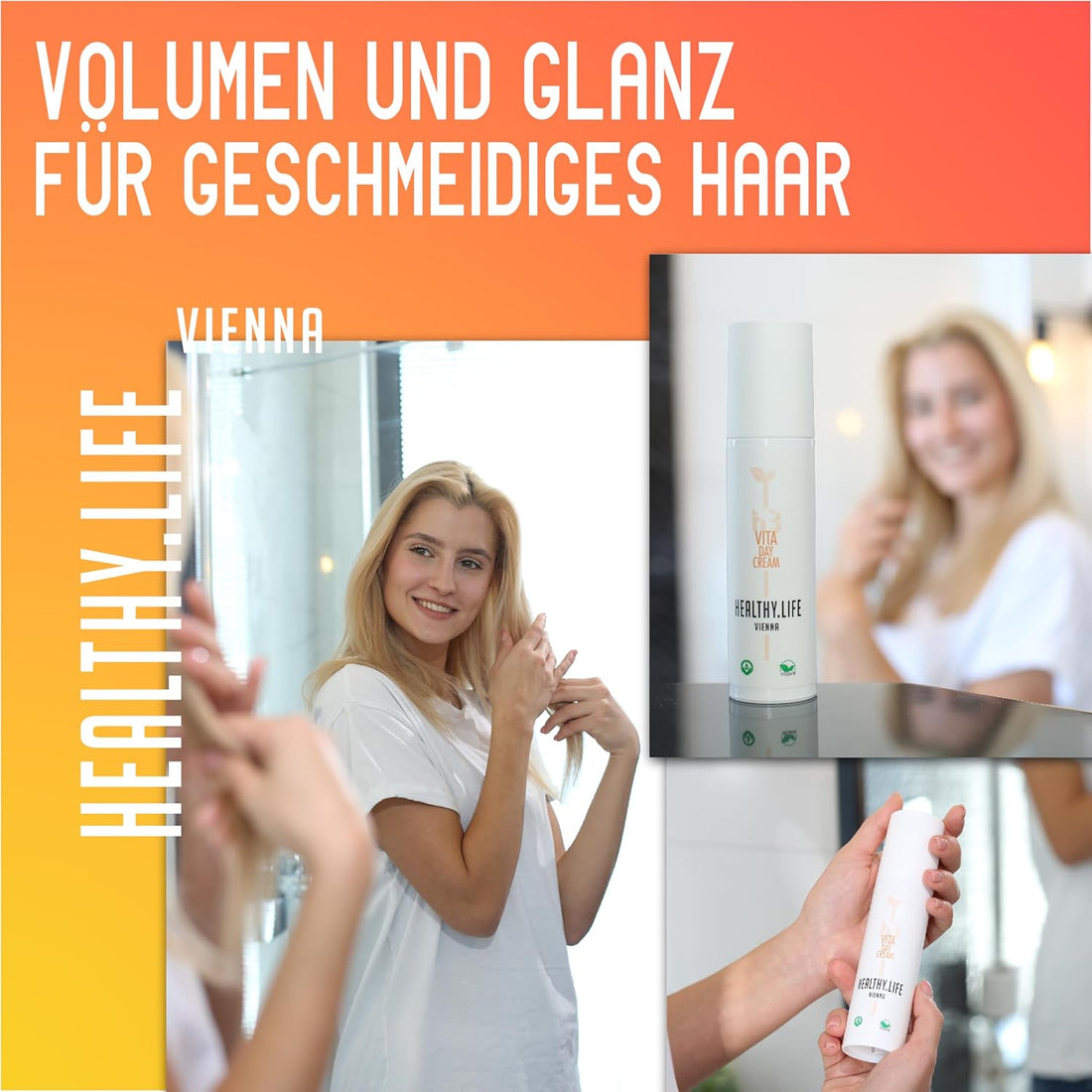 HEALTHY.LIFE VIENNA Vita Day Cream 100ml - Föhncreme für Feuchtigkeit, Fülle und Glanz