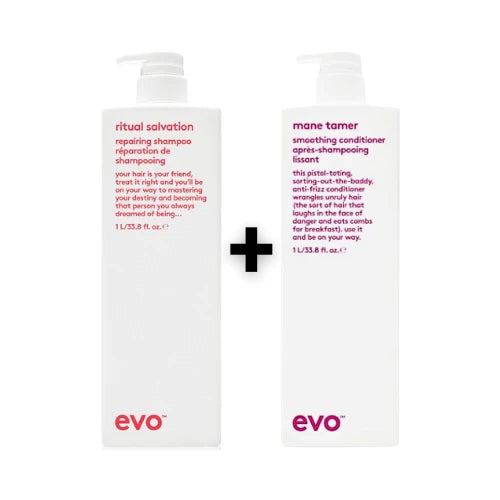 Evo Set Ritual Salvation Repairing Shampoo 1000ml + Mane Tamer Smoothing Conditioner 1000ml - HauptSacheShop