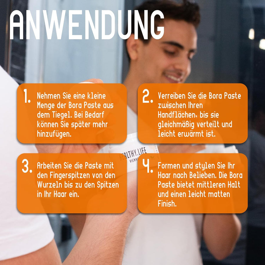 HEALTHY LIFE VIENNA Bora Paste 50ml - Matte Stylingpaste für texturierte, natürliche Looks - HauptSacheShop