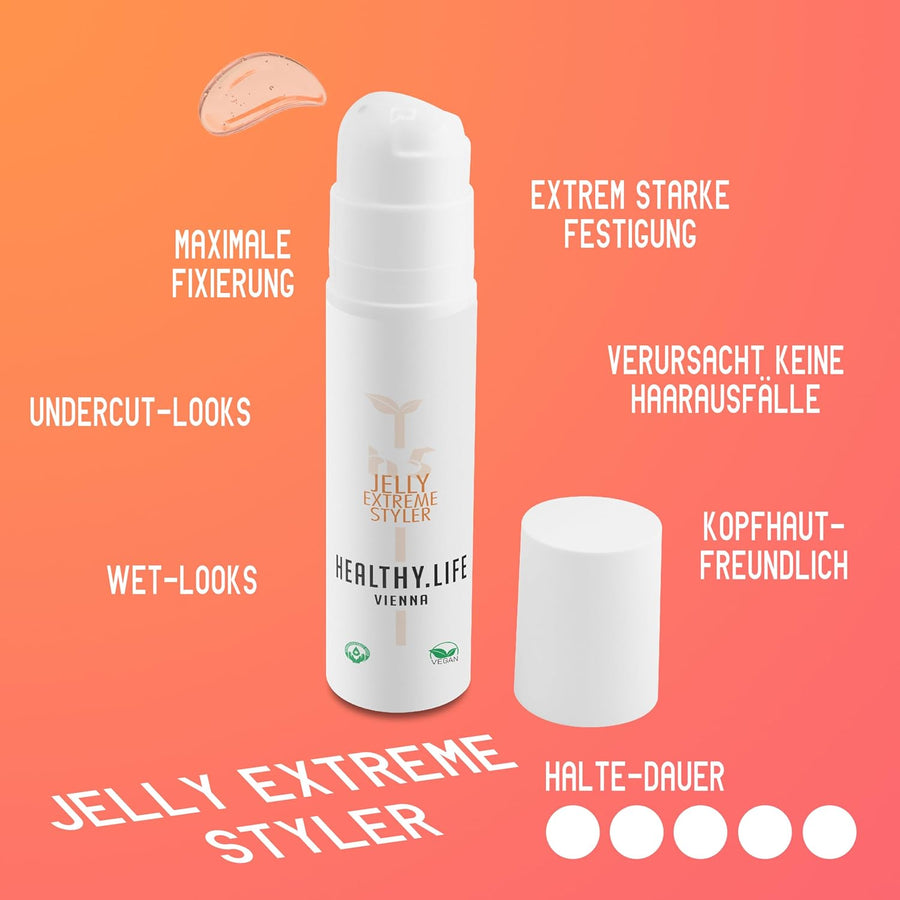 HEALTHY LIFE VIENNA Jelly Extreme Styler 100ml - Reflektierendes Haargel für extra starke Festigung - HauptSacheShop