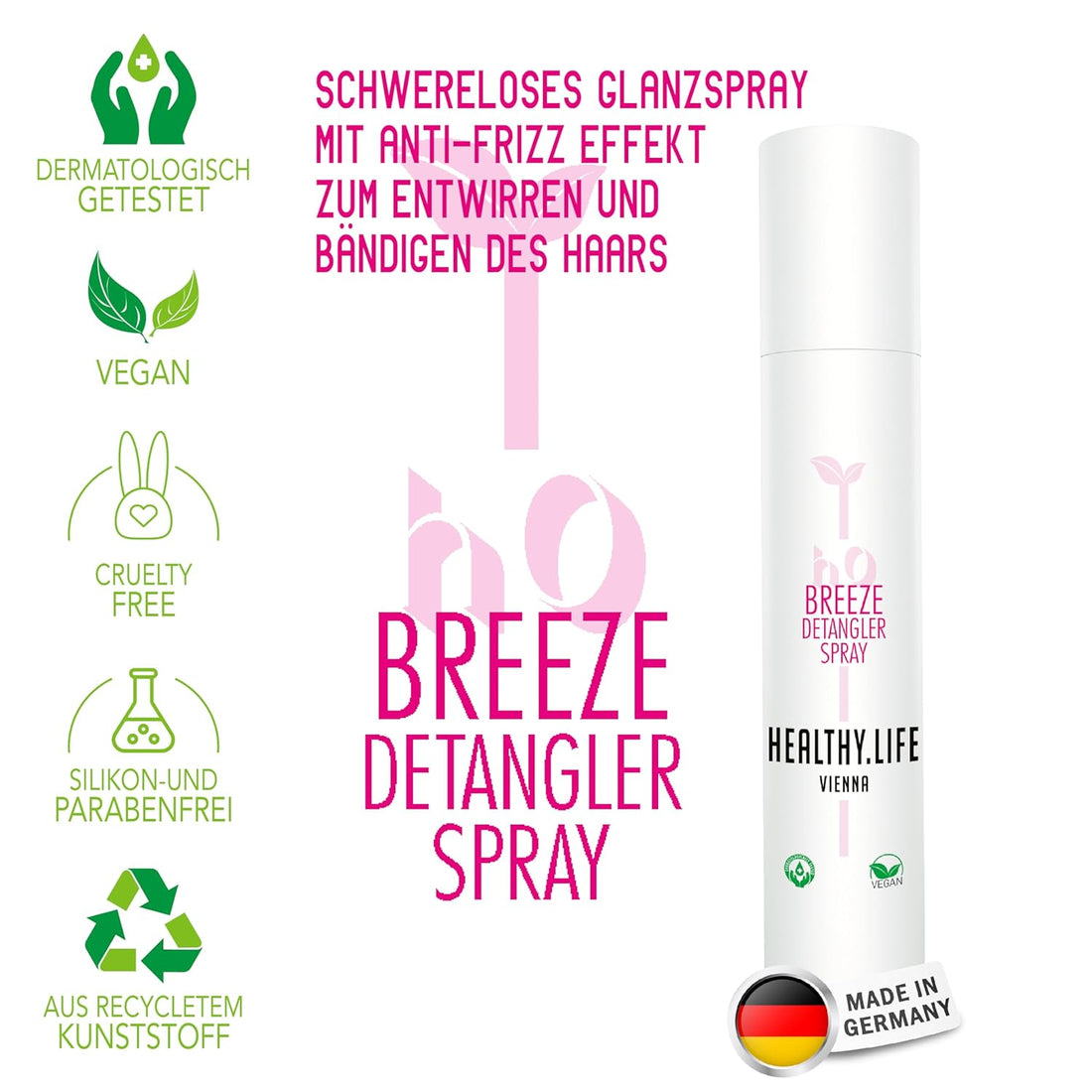 HEALTHY.LIFE VIENNA Breeze Detangler Spray 200ml - Anti - Frizz Spray for Easy Combing - HauptSacheShop