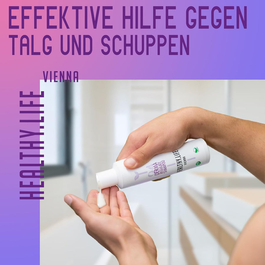 HEALTHY.LIFE VIENNA Derma Regulate Shampoo 200ml mit Zink & Salicylsäure - Anti Schuppenshampoo für juckende Kopfhaut - HauptSacheShop