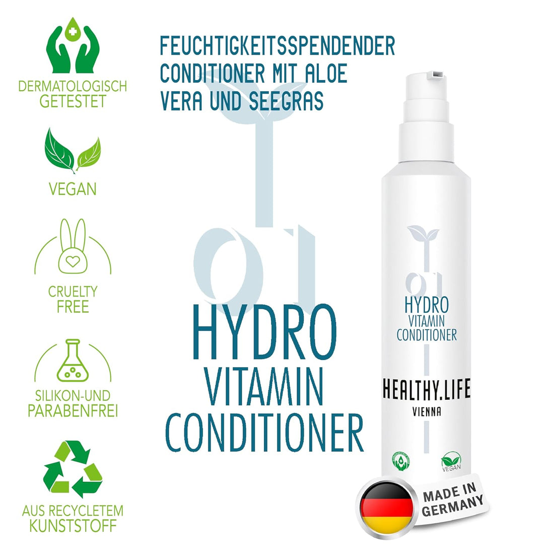 HEALTHY.LIFE VIENNA Hydro Vitamin Conditioner 200ml - Feuchtigkeits - Kick für jeden Haartyp - HauptSacheShop