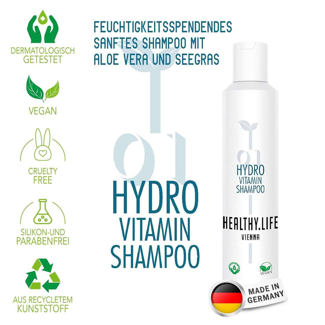 HEALTHY.LIFE VIENNA Hydro Vitamin Shampoo 200ml mit Aloe Vera & Seegras - HauptSacheShop