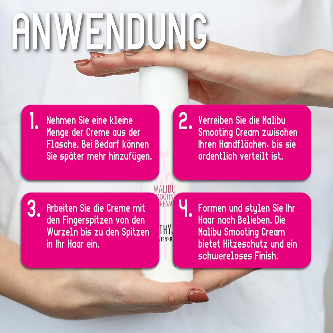 HEALTHY.LIFE VIENNA Malibu Smoothing Cream 100ml - Glättende Anti - Frizz - Creme mit Hitzeschutz - Effekt - HauptSacheShop