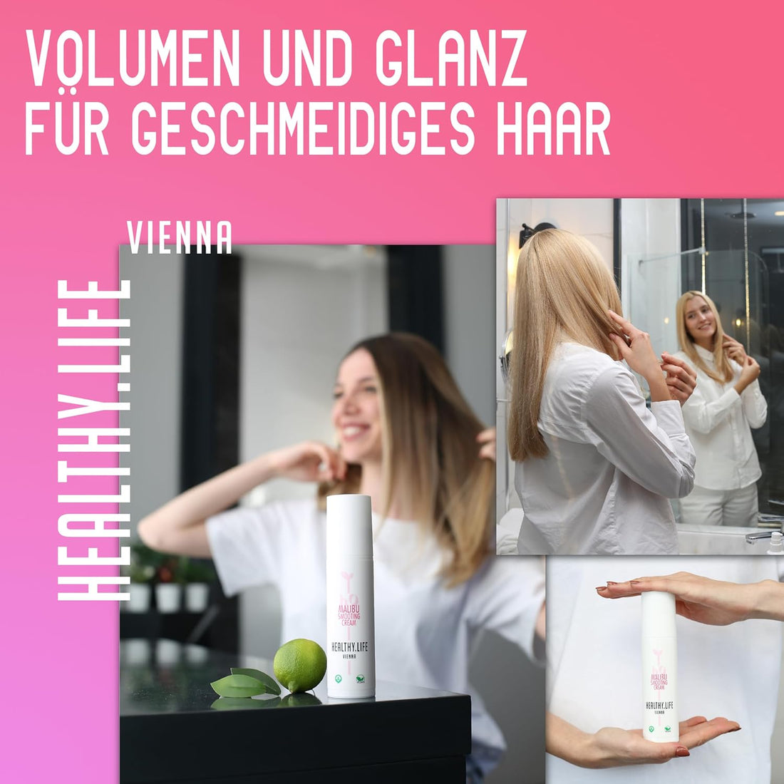 HEALTHY.LIFE VIENNA Malibu Smoothing Cream 100ml - Glättende Anti - Frizz - Creme mit Hitzeschutz - Effekt - HauptSacheShop