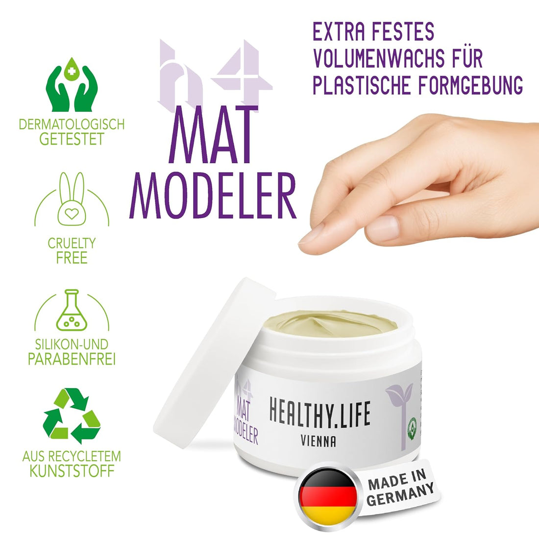 HEALTHY.LIFE VIENNA Mat Modeler 50ml - Haarwachs für mehr Volumen Matt - Effekt - HauptSacheShop