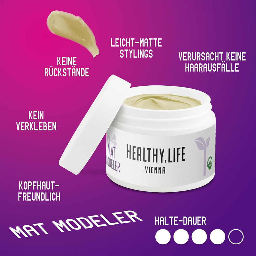 HEALTHY.LIFE VIENNA Mat Modeler 50ml - Haarwachs für mehr Volumen Matt - Effekt - HauptSacheShop