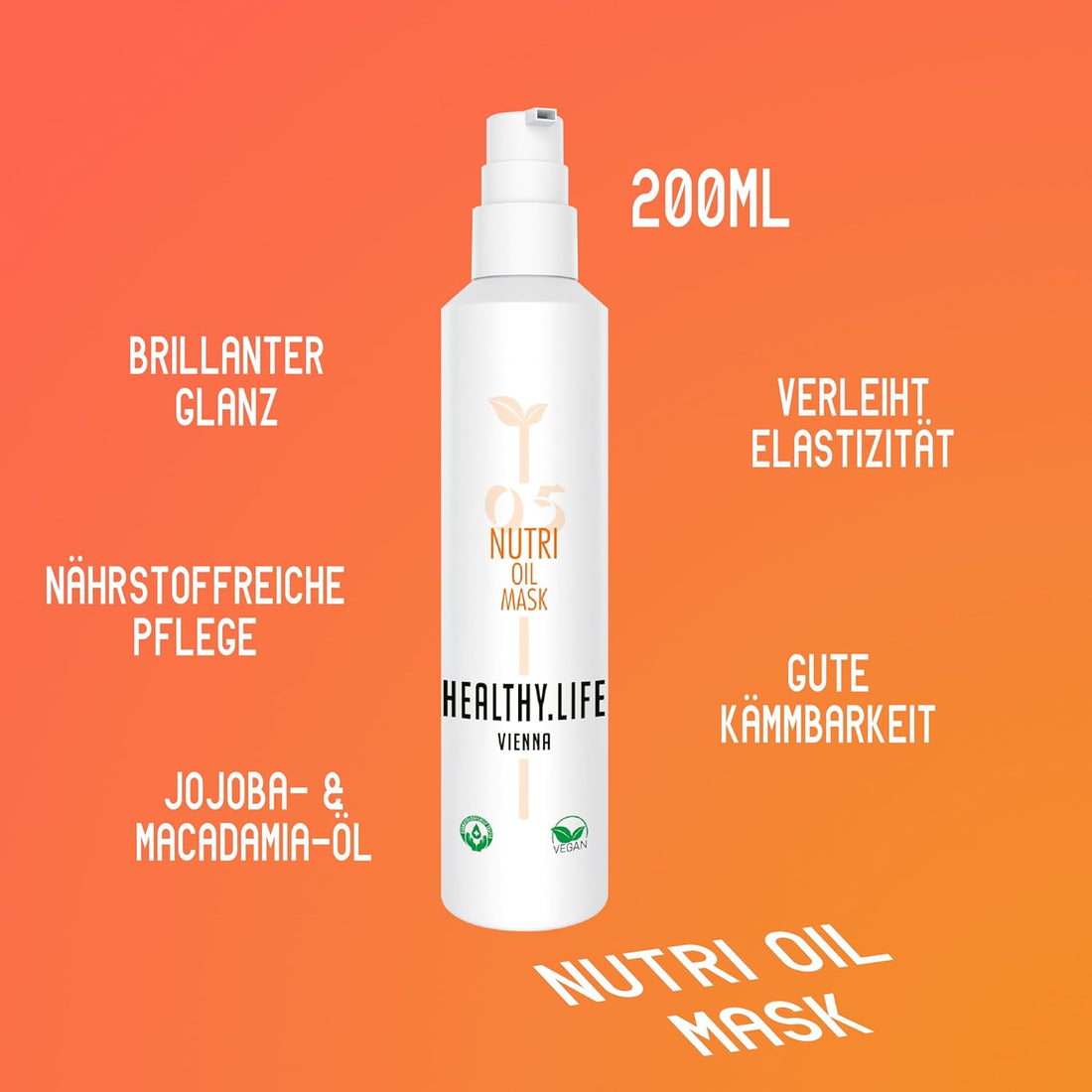 HEALTHY.LIFE VIENNA Nutri Oil Mask 200ml - Geschmeidigkeit für kräftiges und trockenes Haar - HauptSacheShop