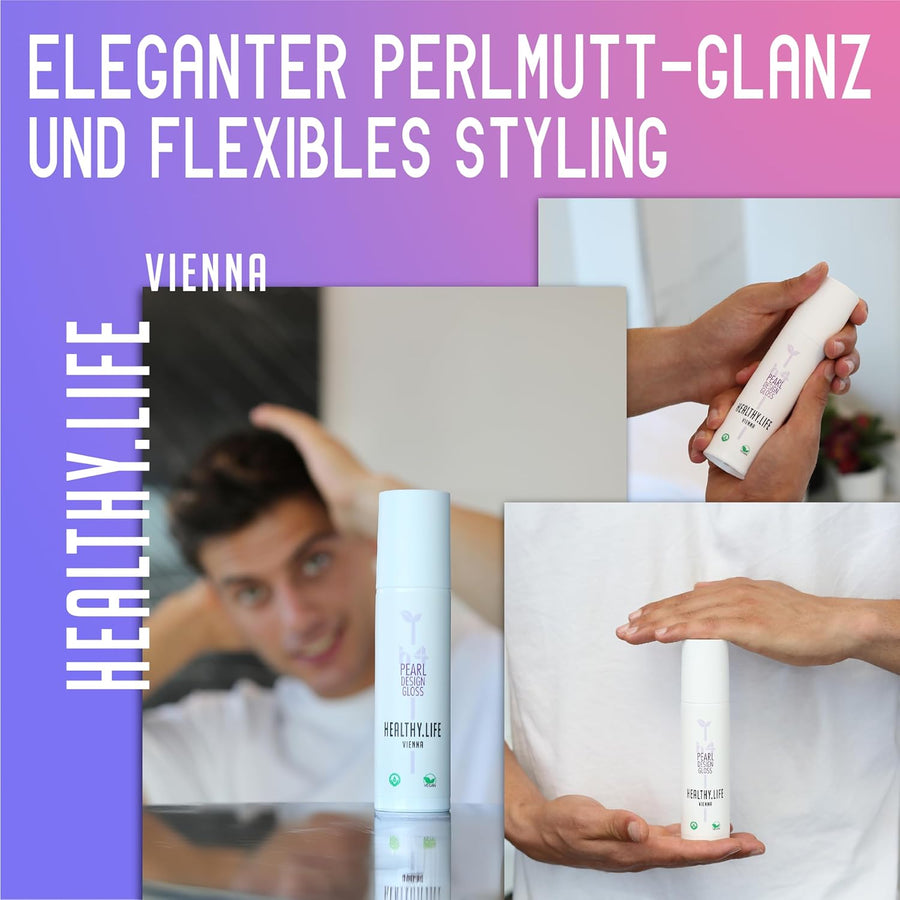HEALTHY.LIFE VIENNA PEARL Design Gloss Haargel 100ml - Modellier - Gel mit reflektierendem Perlmutt - Effekt - HauptSacheShop