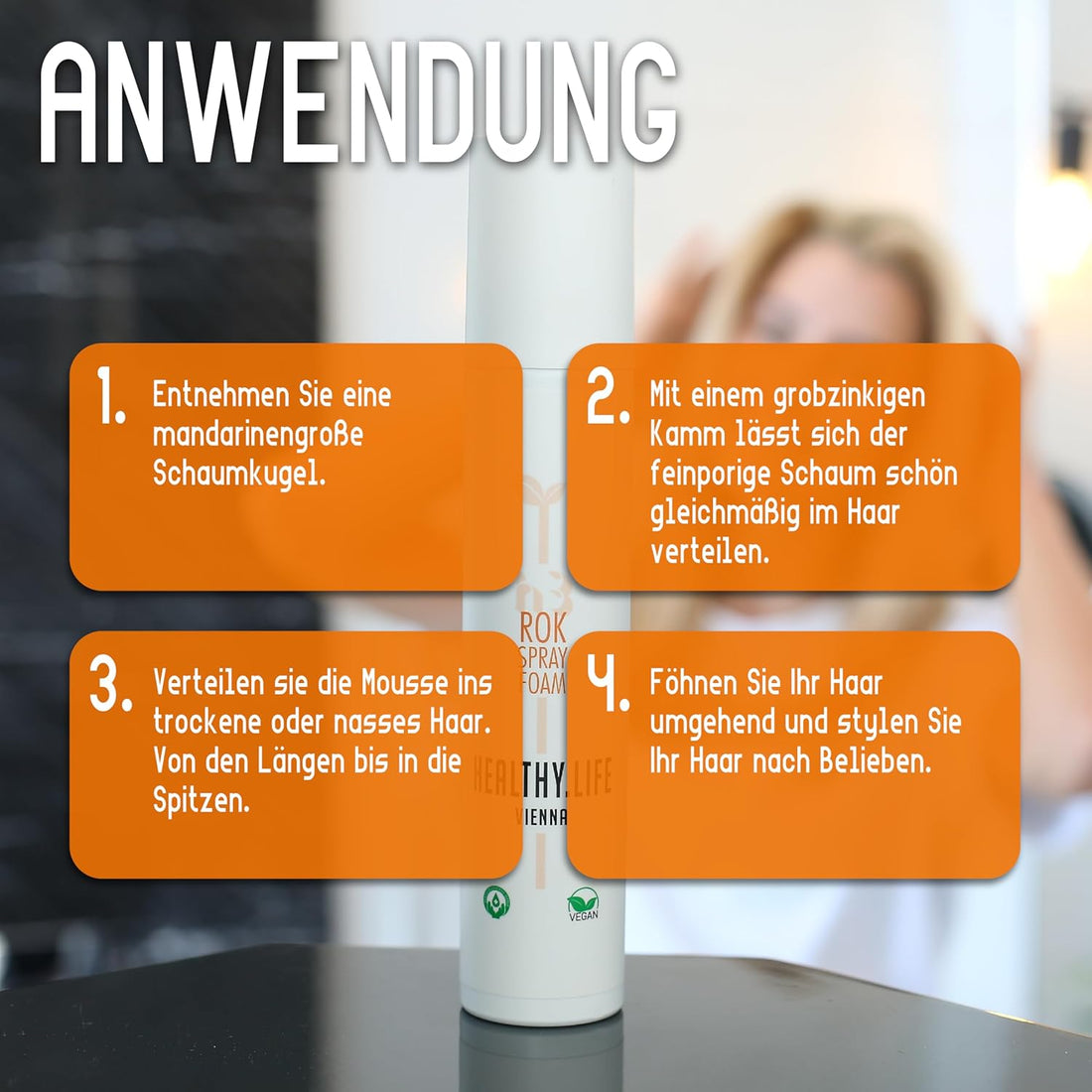 HEALTHY.LIFE VIENNA Rok Spray Foam 200ml Volumen Schaumfestiger - HauptSacheShop
