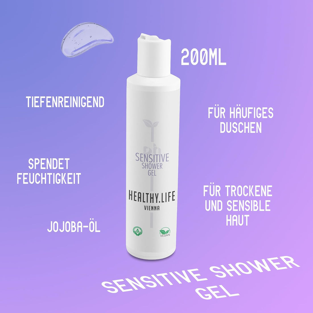 HEALTHY.LIFE VIENNA Sensitive Shower Gel 200ml mit Jojoba - Öl - HauptSacheShop
