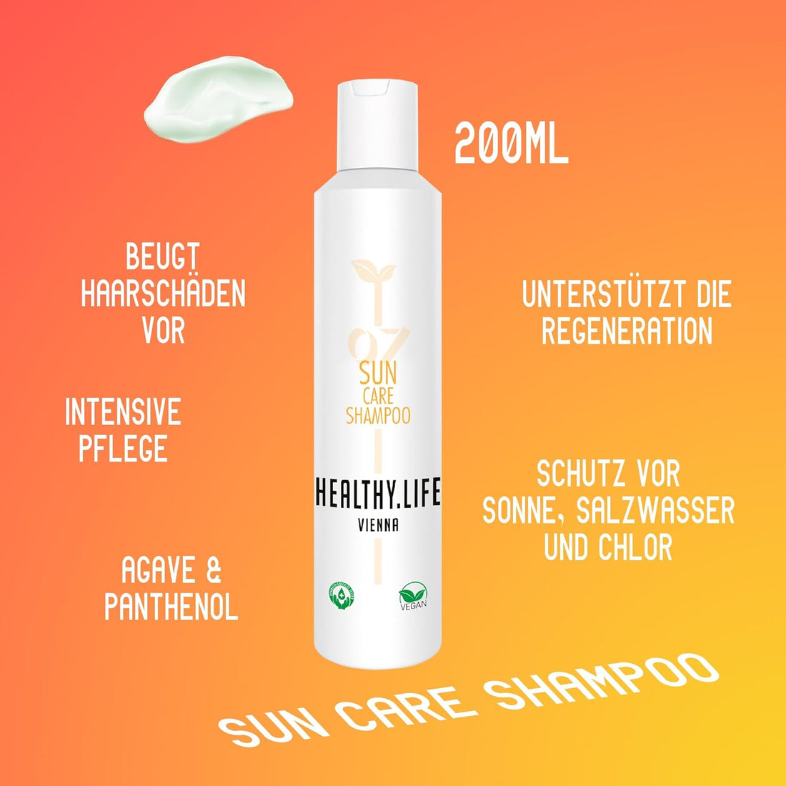 HEALTHY.LIFE VIENNA Sun Care Shampoo 200ml mit Panthenol & Agave - HauptSacheShop