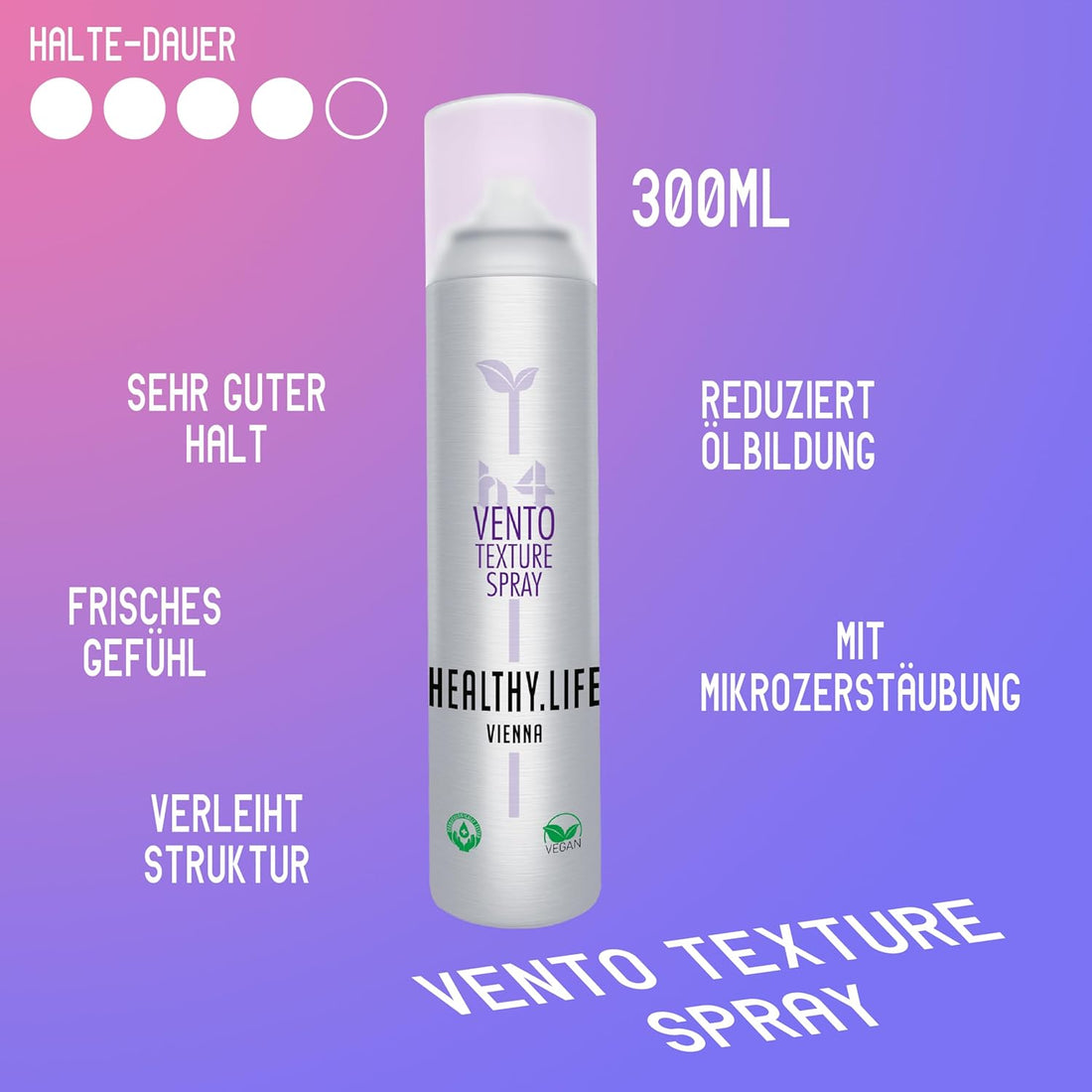 HEALTHY.LIFE VIENNA Vento Texture 300ml - Hairspray for Strong Hold and Structure - HauptSacheShop